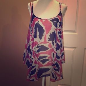 Printed top with crisscross back